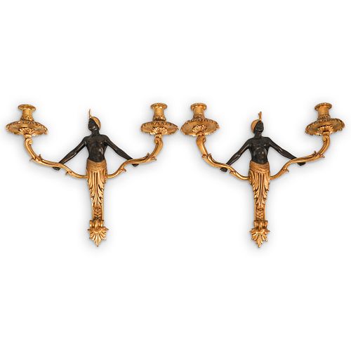 PAIR OF GILT BRONZE BLACKAMOOR