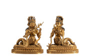 PAIR OF GILT BRONZE BUDDHA DEI