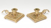 PAIR OF GILT BRONZE CHAMBERSTI
