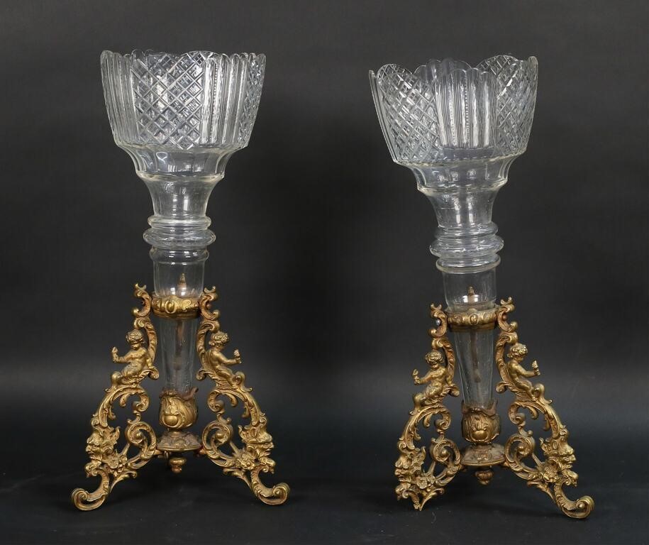 PAIR OF GILT BRONZE EPERGNESPair of