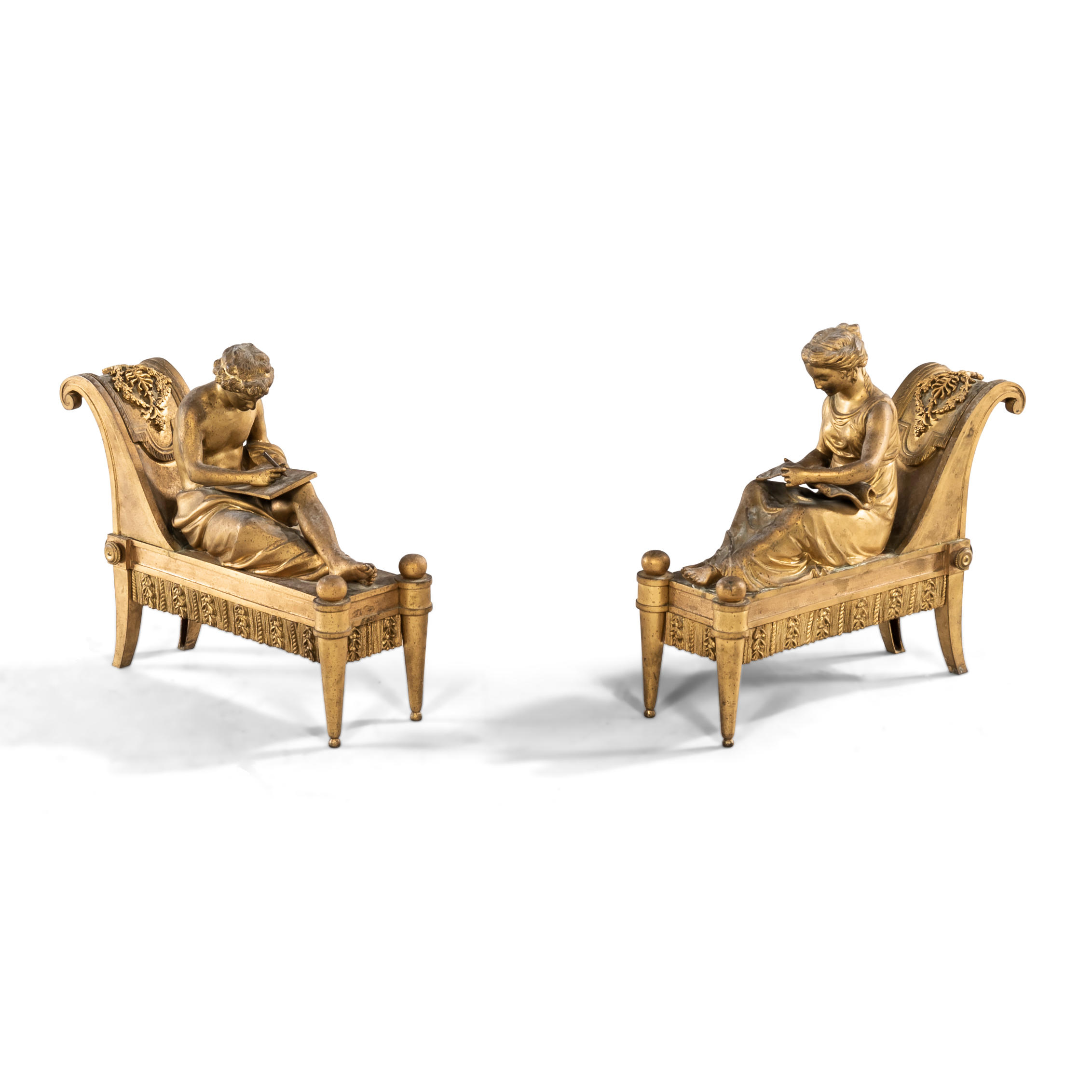 PAIR OF GILT BRONZE FIGURAL