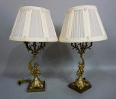 PAIR OF GILT-BRONZE FIVE-LIGHT