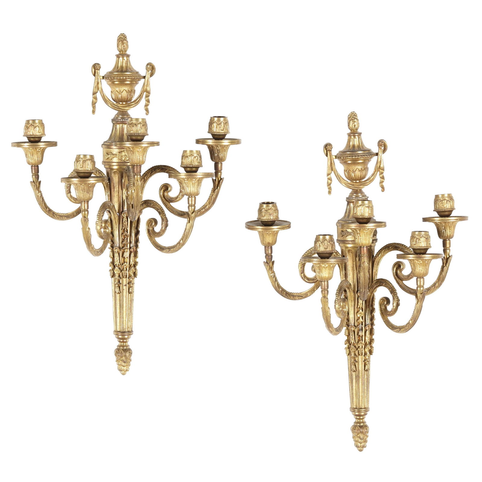 PAIR OF GILT BRONZE LOUIS XVI STYLE