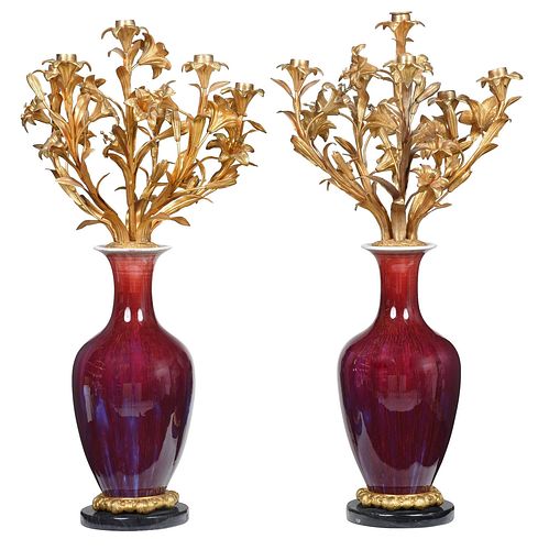 PAIR OF GILT BRONZE MOUNTED