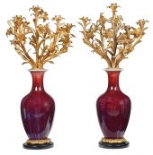 PAIR OF GILT BRONZE MOUNTED CA