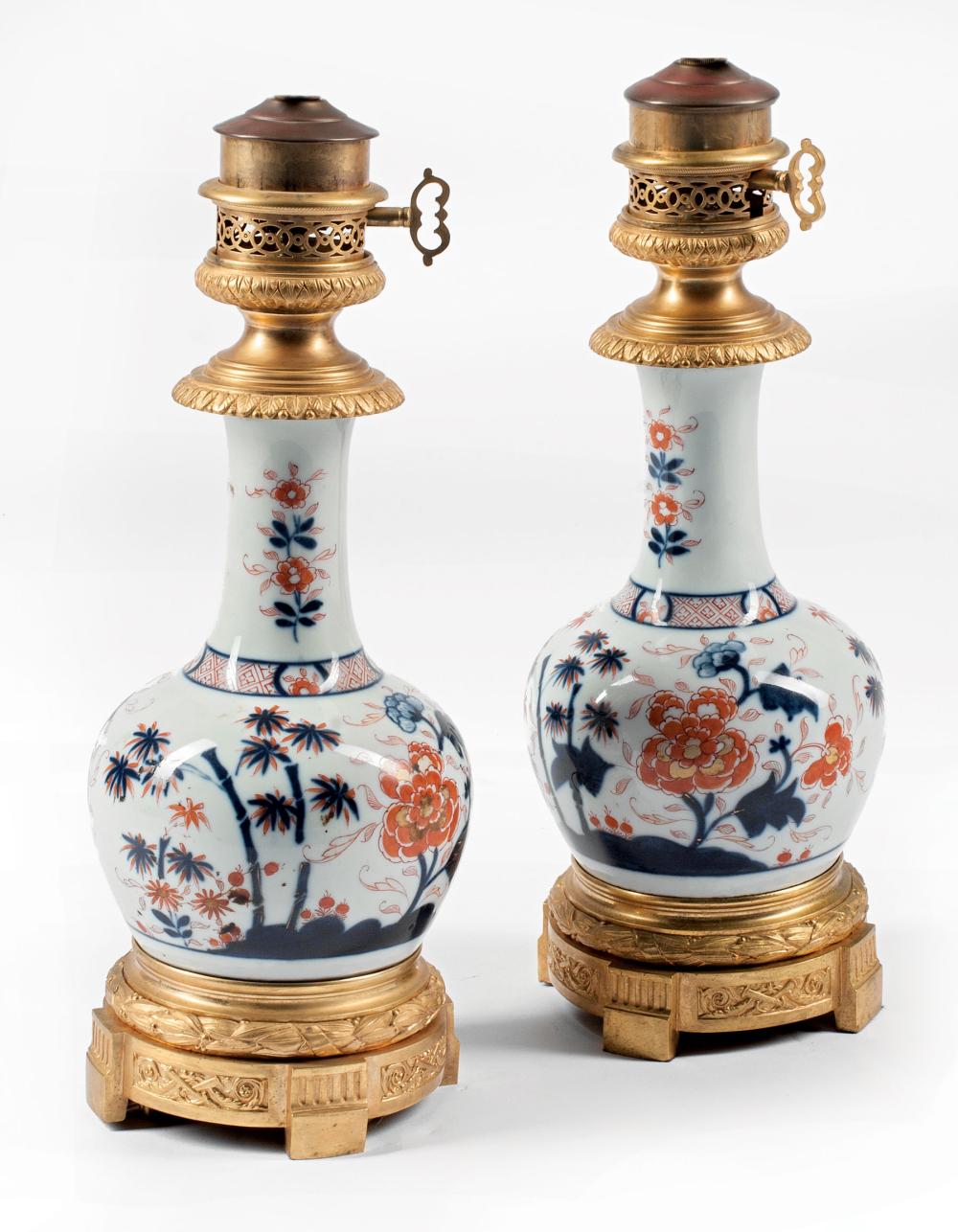 PAIR OF GILT BRONZE-MOUNTED IMARI
