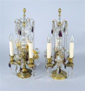 Pair of gilt bronze three-ligh