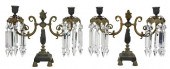 PAIR OF GILT BRONZE TWO CANDLE
