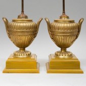PAIR OF GILT-BRONZE URNS MOUNT