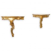 PAIR OF GILT CARVED WALL SHELF