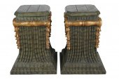PAIR OF GILT & GREEN-PAINTED W