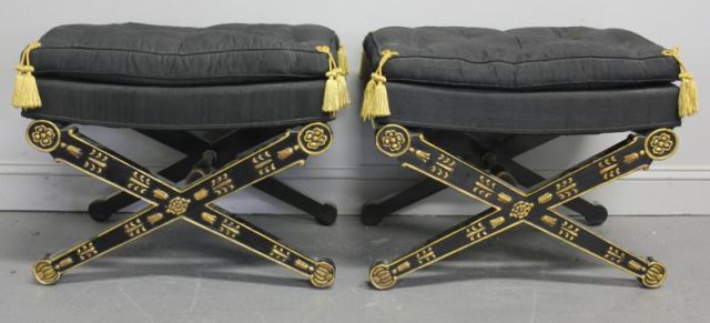 Pair of Gilt & Lacquered X-form
