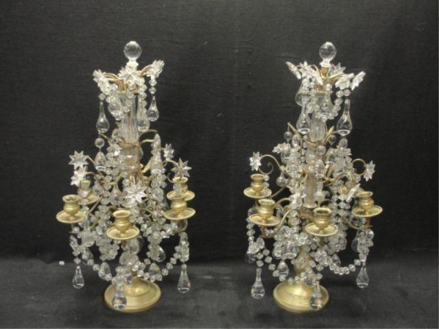 Pair of Gilt Metal & Crystal