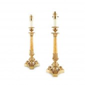 PAIR OF GILT METAL AND SIENA M