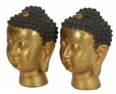 PAIR OF GILT METAL BUDDHA HEAD