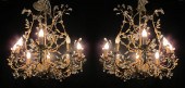 PAIR OF GILT METAL CHANDELIERS
