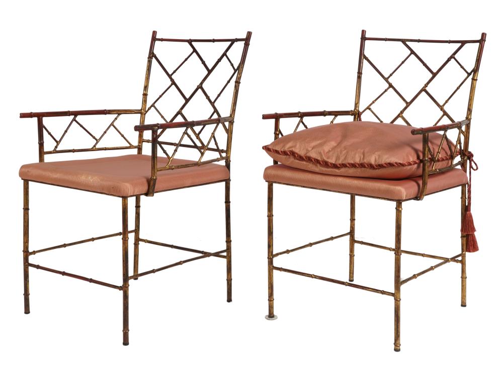 PAIR OF GILT METAL FAUX BAMBOO