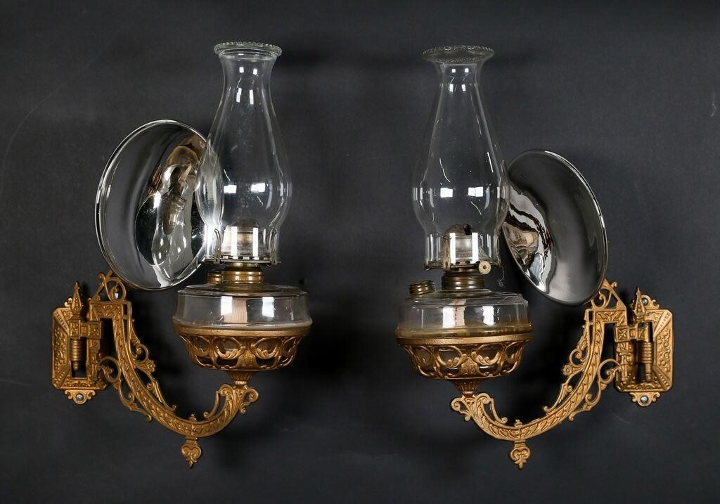 PAIR OF GILT METAL KEROSENE