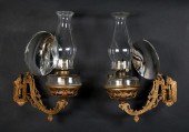 PAIR OF GILT METAL KEROSENE SC