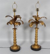 PAIR OF GILT METAL PALM TREE F