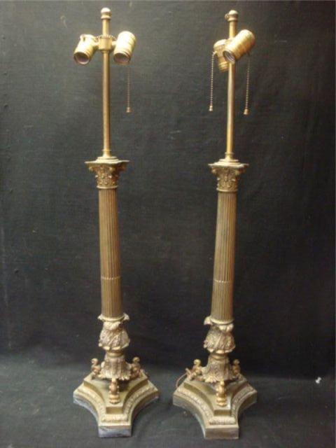 Pair of Gilt Metal Pillar Form