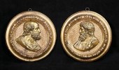 PAIR OF GILT METAL PLAQUES ST.