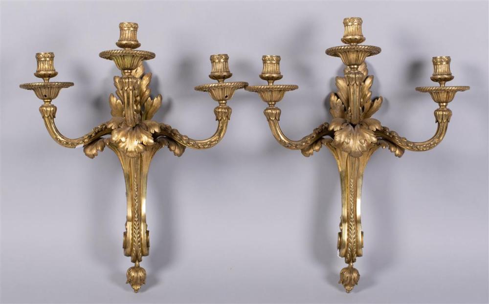 PAIR OF GILT METAL SCONCESPAIR OF
