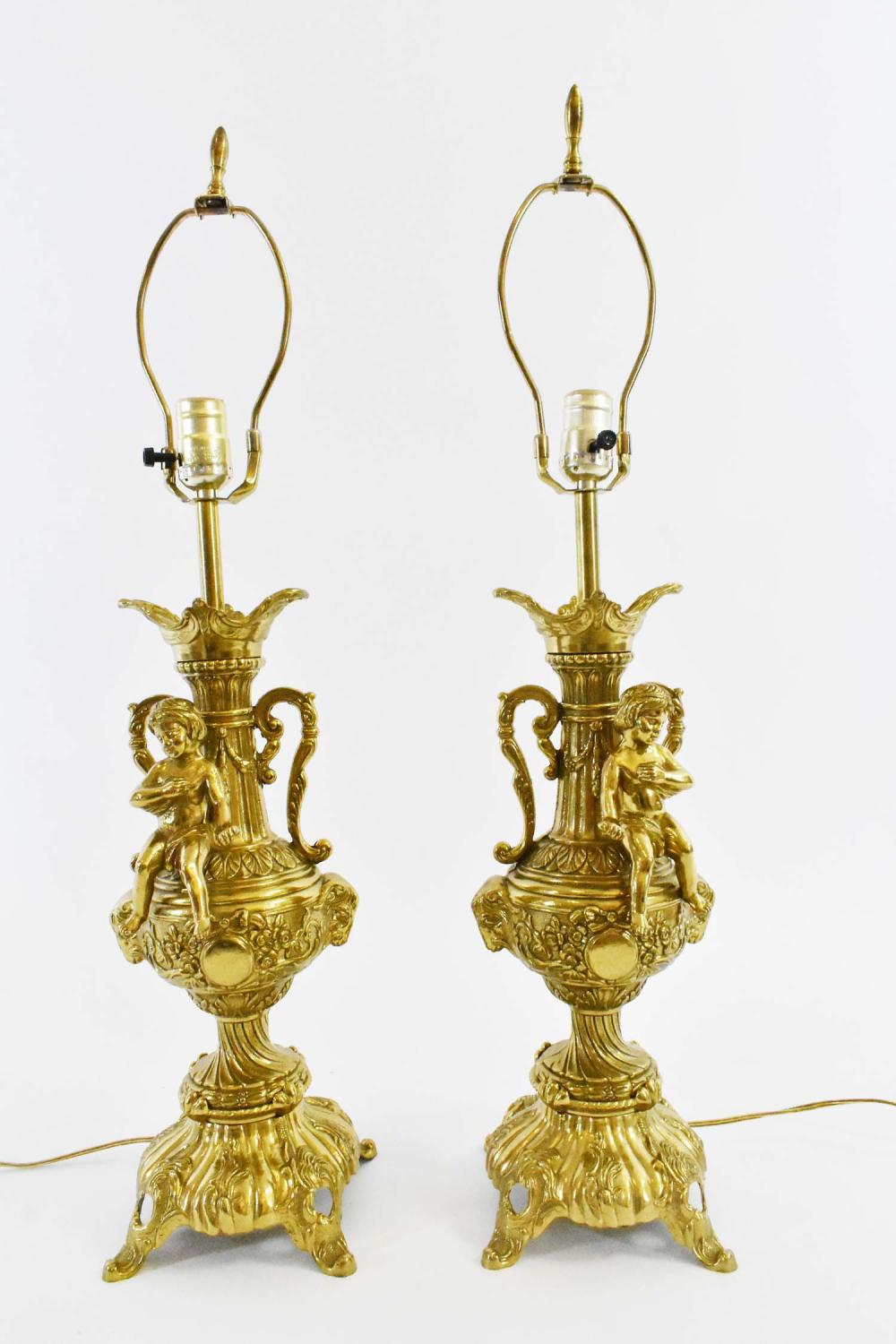 PAIR OF GILT METAL URN-FORM