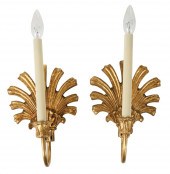 PAIR OF GILT METAL WALL SCONCE