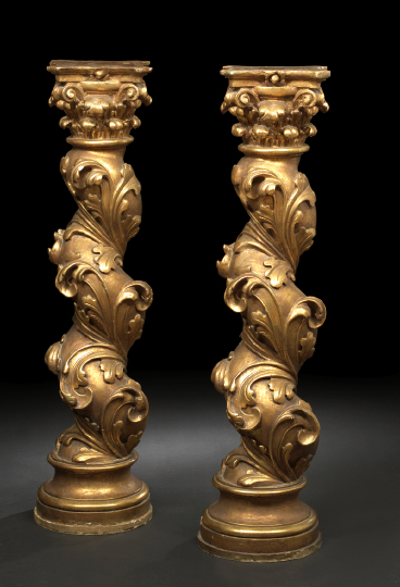Pair of Gilt-Plaster Pedestals, 