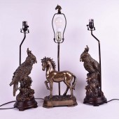 PAIR OF GILT RESIN COCKATOO LA