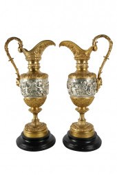 PAIR OF GILT & SILVER GILT EWE