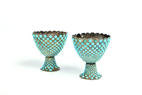 PAIR OF GILT SILVER ZARFS  Iran 