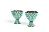 PAIR OF GILT SILVER ZARFS  Ira