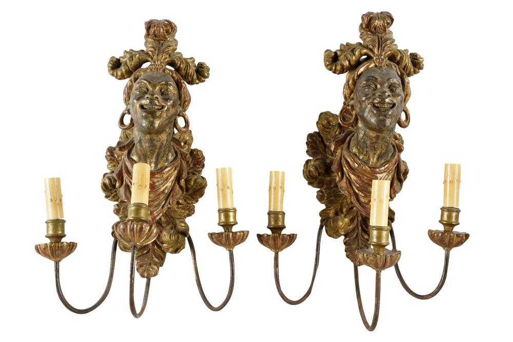 PAIR OF GILTWOOD BLACKAMOOR