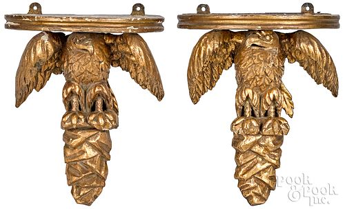 PAIR OF GILTWOOD EAGLE WALL