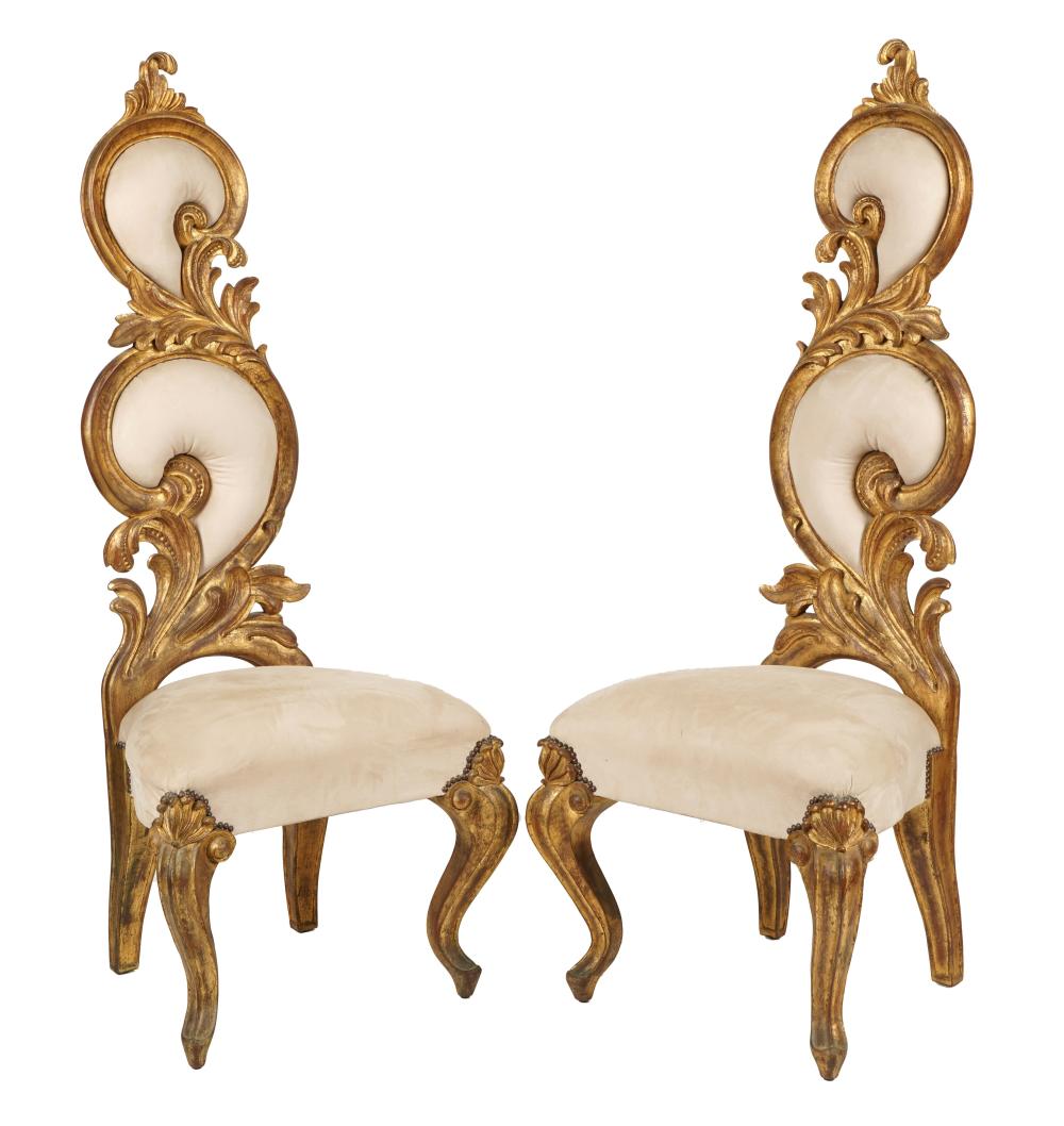 PAIR OF GILTWOOD HIGH BACK