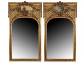 PAIR OF GILTWOOD TRUMEAU MIRRO