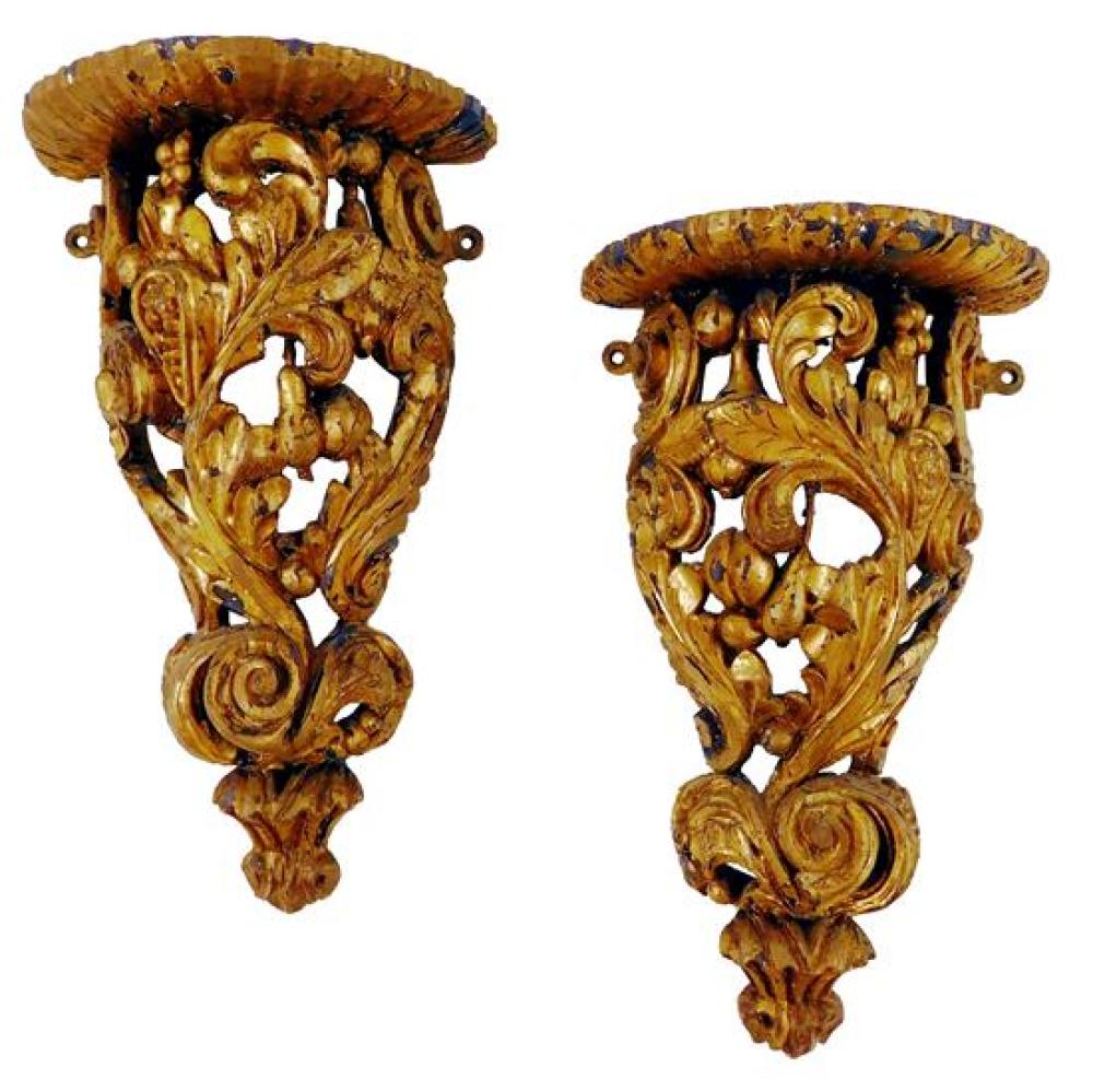 PAIR OF GILTWOOD WALL BRACKETS,