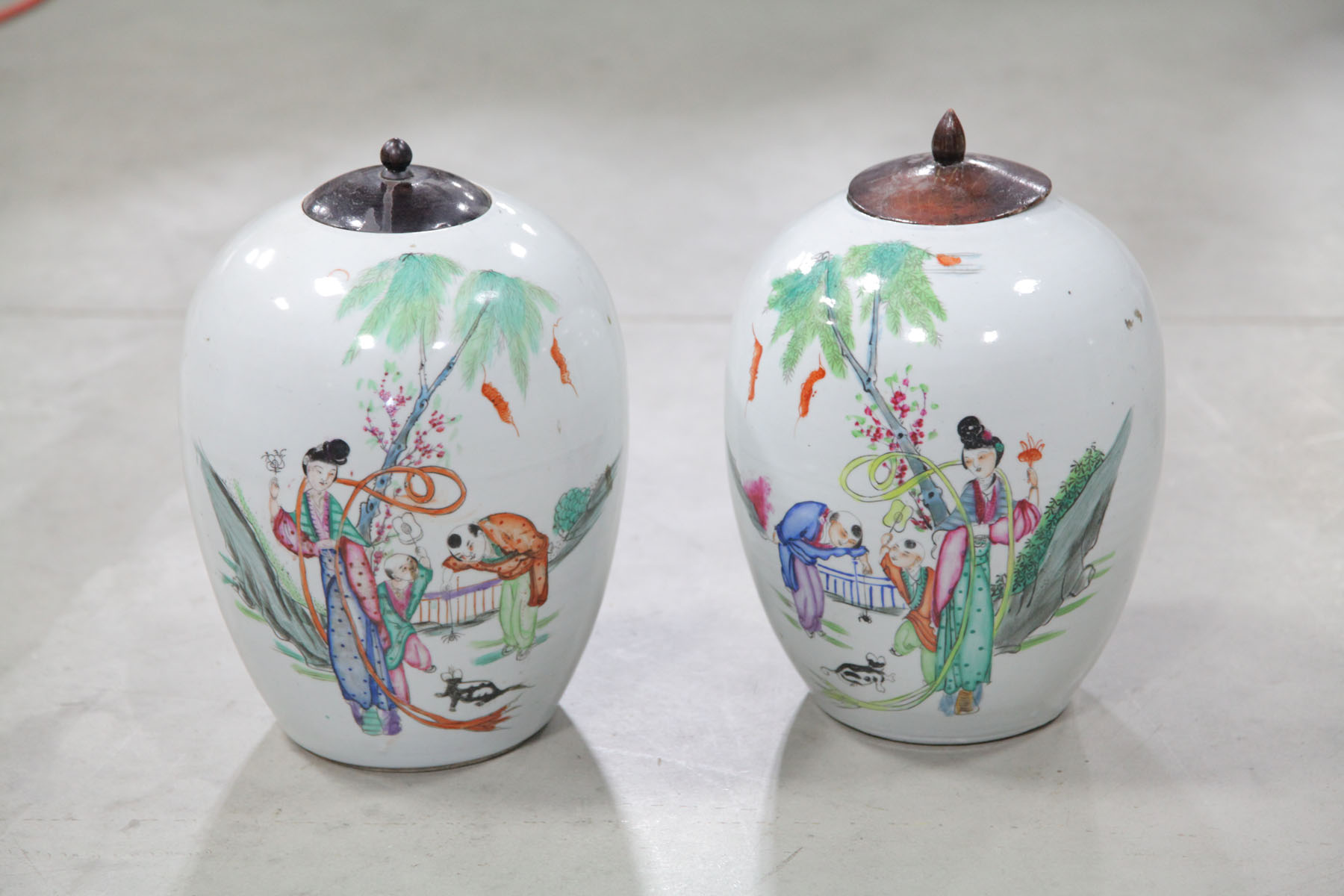 PAIR OF GINGER JARS.  Asian  20th