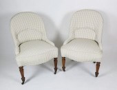 PAIR OF GINGHAM UPHOLSTERED SL