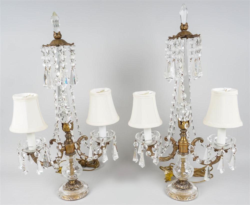 PAIR OF GIRANDOLES WITH GLASS SWAGS