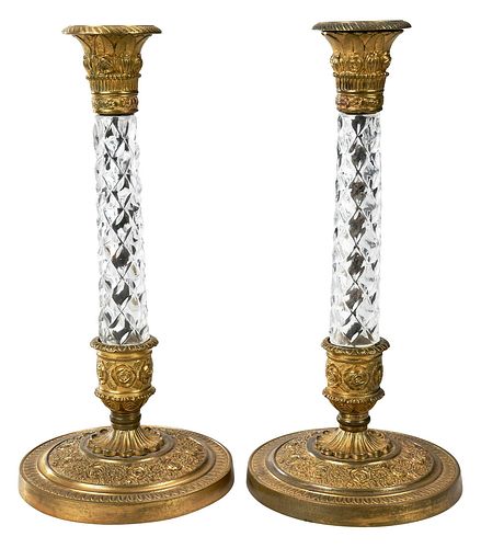 PAIR OF GLASS AND GILT