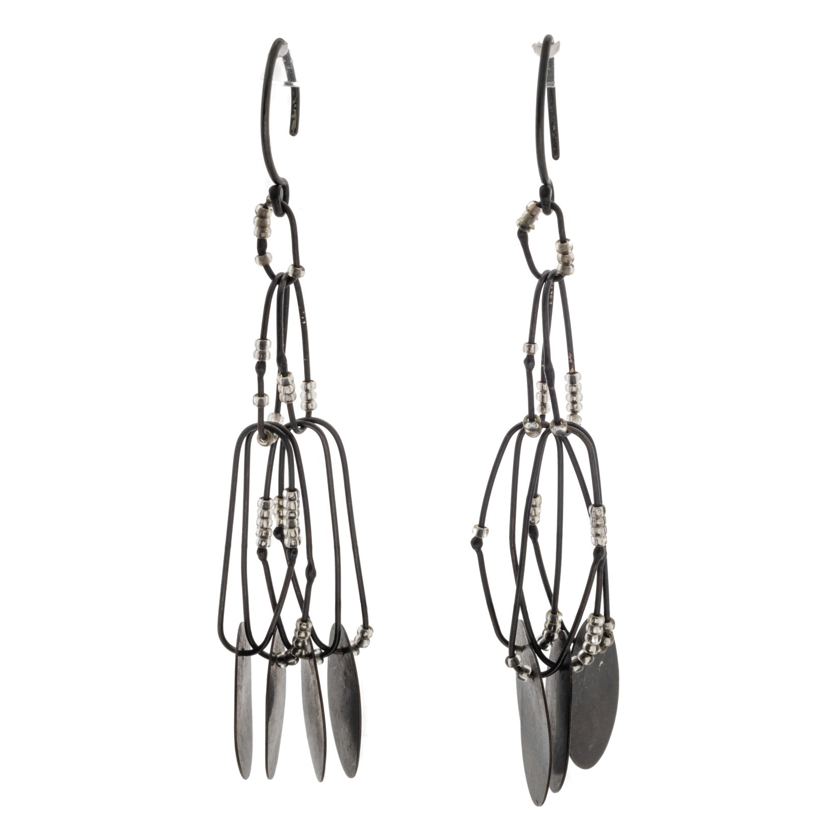 PAIR OF GLASS BEAD, OXIDIZED