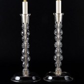 PAIR OF GLASS CANDLESTICK LAMP