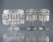 PAIR OF GLASS CANDLESTICKS & C
