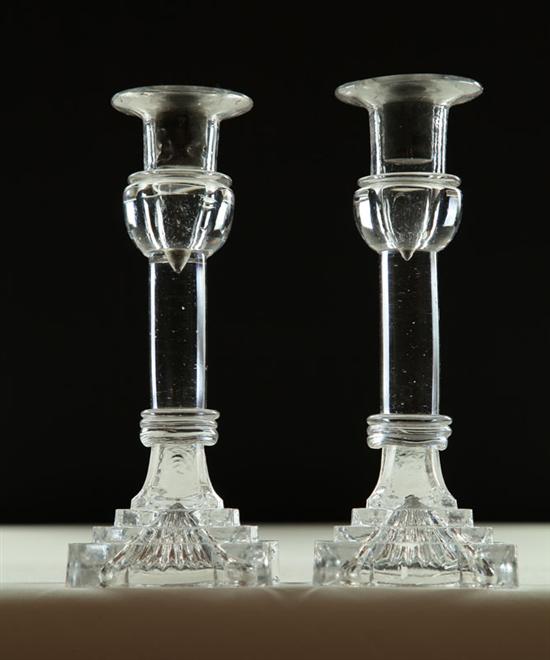 PAIR OF GLASS CANDLESTICKS. 