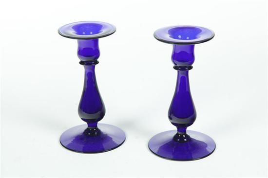 PAIR OF GLASS CANDLESTICKS. 