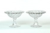 PAIR OF GLASS COMPOTES.  Ameri