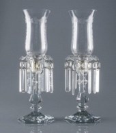 PAIR OF GLASS HURRICANE LAMPSA